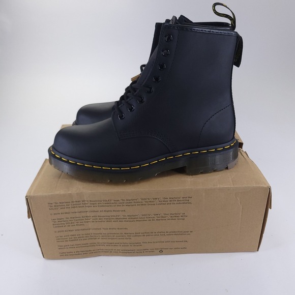 Dr. Martens Work Boots Mens 8 Womens 9 Black  1460 SR Slip Resistant Leather NIB
